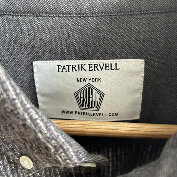 PATRIK ERVELL Men's Cotton Knitted Flannel Button Down Shirt in Gray size Small - Picture 4 of 5